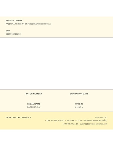 Paletina triple nº 24 mango amarillo 50 mm