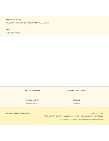 Paletina triple nº 30 mango amarillo 60 mm