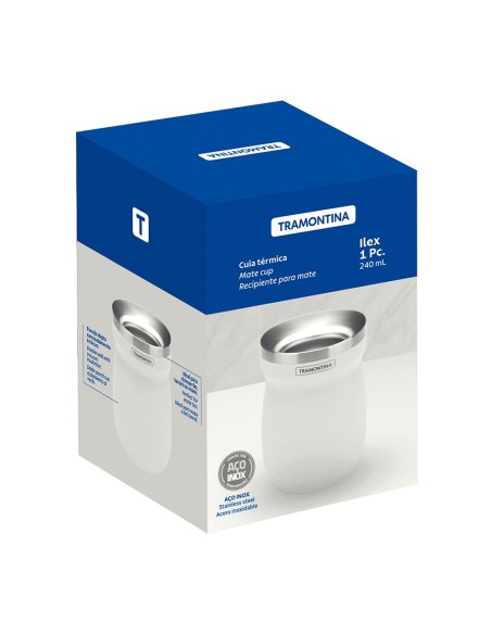Recipiente para mate de acero inoxidable blanco 240 ml