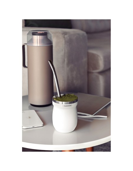 Recipiente para mate de acero inoxidable blanco 240 ml