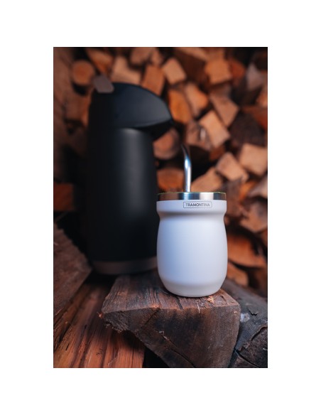 Recipiente para mate de acero inoxidable blanco 240 ml