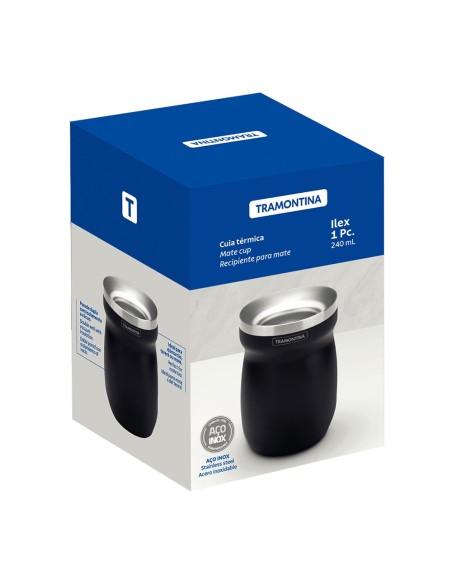 Recipiente para mate de acero inoxidable negro 240 ml