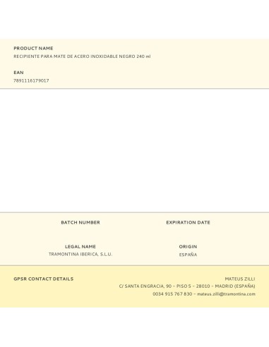 Recipiente para mate de acero inoxidable negro...