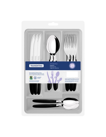 Cubertería 25 piezas ipanema mango negro