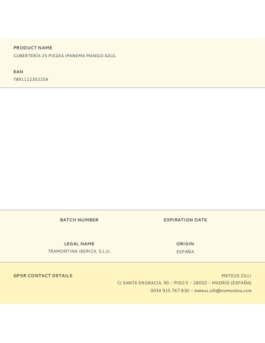 Cubertería 25 piezas ipanema mango azul