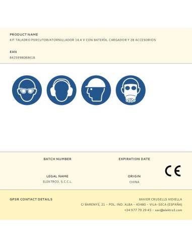 Kit taladro percutor/atornillador 14,4 v con...