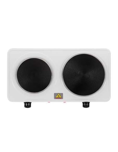 Cocina eléctrica dos quemadores 2500 w blanca, 46 x 26,5 x 7 cm