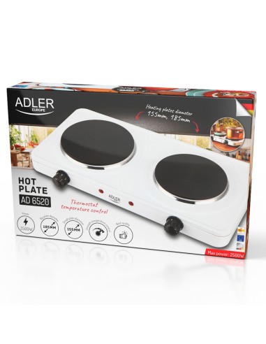 Cocina eléctrica dos quemadores 2500 w blanca,...