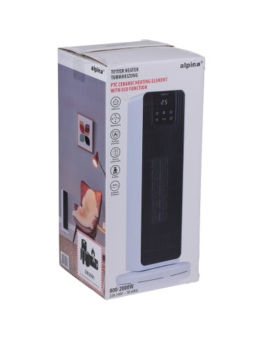 Calefactor de torre 800/2000 w, blanco, 21 x 21...