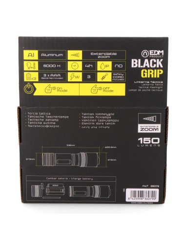 Linterna led táctica black grip 150 lm con...