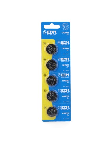 Micro pila litio botón max-pro cr2032 3 v ø20 x 3,2 mm, blister 5 uds