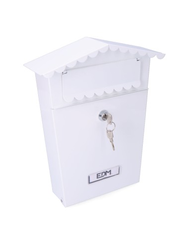 Buzon de acero modelo house blanco 210 x 60 x 300 mm