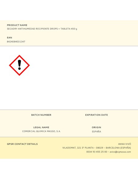 Secadry antihumedad recipiente drops + tableta 450 g