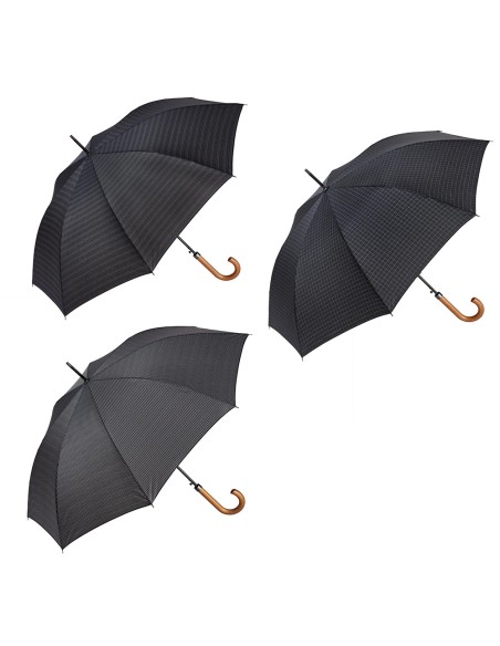 Paraguas largo automático estampado modelos variados en tonos grises, modelos surtidos