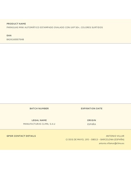 Paraguas automático estampados ovalados con uv 50+, colores surtidos