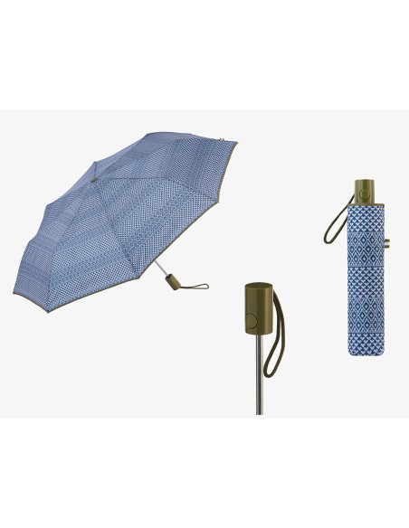 Paraguas automático estampado étnico con uv 50+, colores surtidos