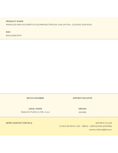 Paraguas automático estampado étnico con uv...