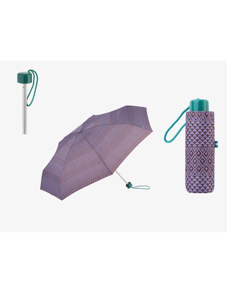 Paraguas mini manual estampado étnico con uv 50+, colores surtidos