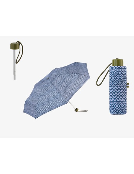 Paraguas mini manual estampado étnico con uv 50+, colores surtidos