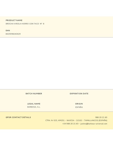 Brocha virola hierro con taco nº 8 ø4 cm