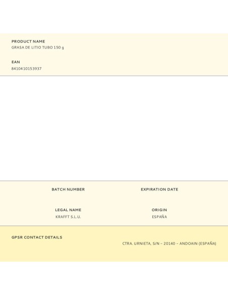 Grasa de litio tubo 150 g