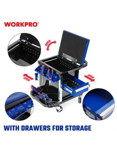 Taburete con cajones y ruedas (herramienta no...