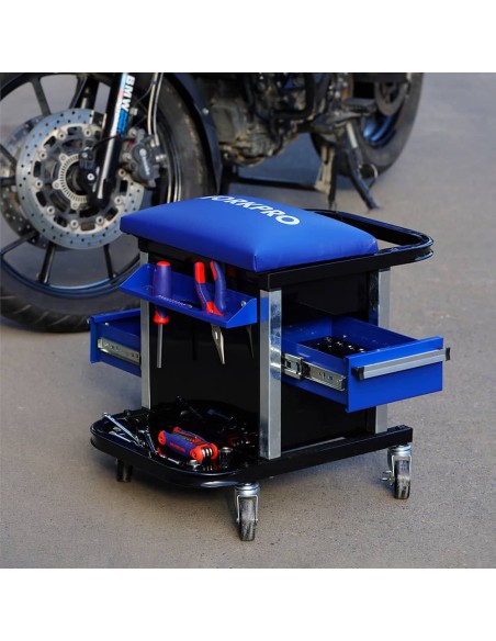 Taburete con cajones y ruedas (herramienta no incluida), 46 x 36 x 52 cm