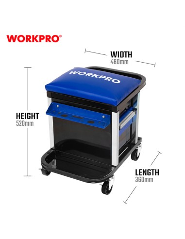 Taburete con cajones y ruedas (herramienta no...