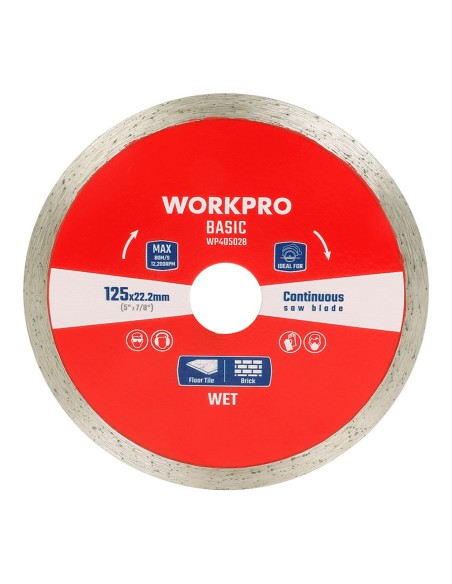 Disco de corte, diamante, diente continuo, basic, ø125 x 22,2 x 7 mm