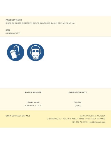 Disco de corte, diamante, diente continuo,...