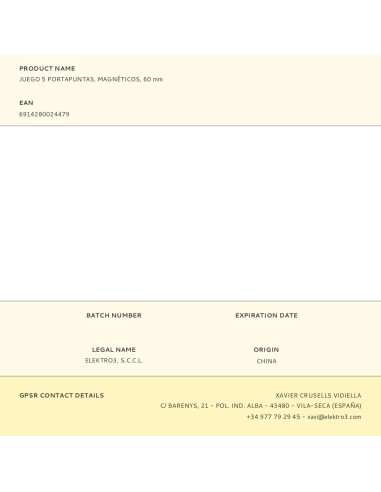 Juego de 5 portapuntas magnéticos, 60 mm