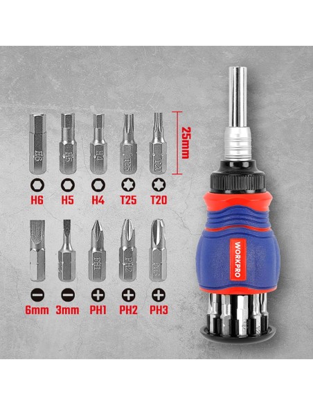 Destornillador de carraca, juego de 11 piezas