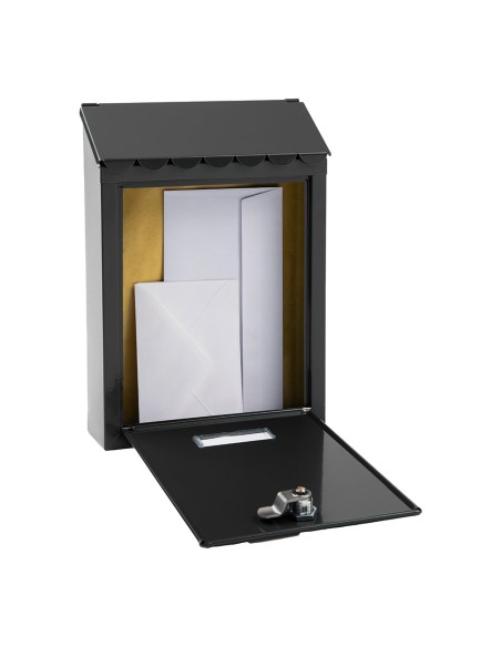 Buzón individual exterior, pequeño, civic, acero, negro, 21,6 x 8 x 30 cm