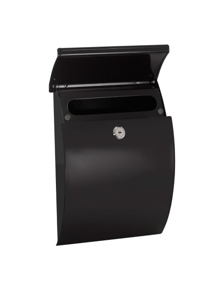 Buzón individual exterior, pequeño, galán, acero, negro, 21 x 7,5 x 29 cm