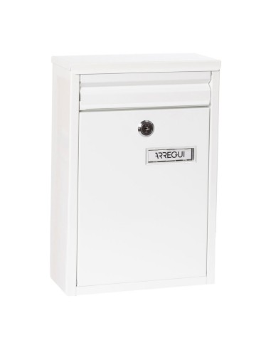 Buzón individual exterior, pequeño, zaguán, acero, blanco, 22 x 8 x 32 cm