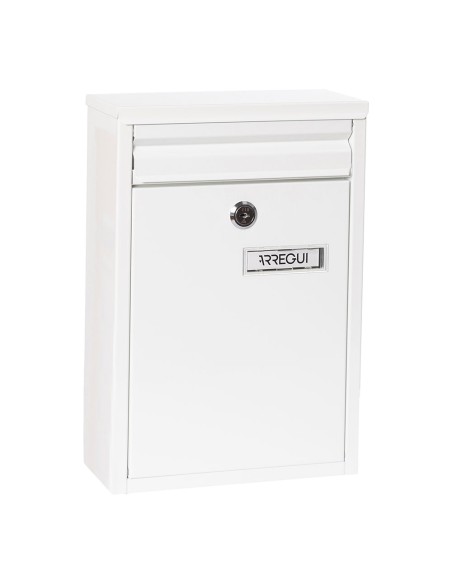 Buzón individual exterior, pequeño, zaguán, acero, blanco, 22 x 8 x 32 cm