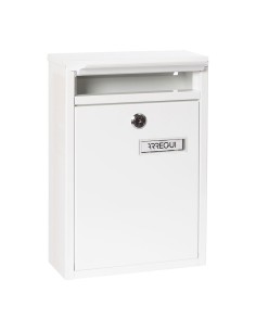 Buzón individual exterior, pequeño, zaguán, acero, blanco, 22 x 8 x 32 cm 2