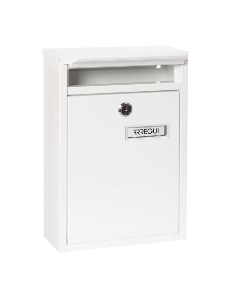 Buzón individual exterior, pequeño, zaguán, acero, blanco, 22 x 8 x 32 cm