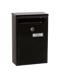 Buzón individual exterior, pequeño, zaguán, acero, negro, 22 x 8 x 32 cm 2