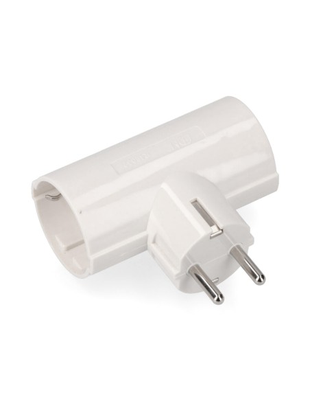 Adaptador doble 2p+t, 16a 250v~ , blanco (retractilado)