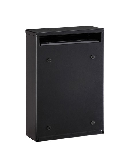 Buzón individual exterior, pequeño, zaguán, acero, negro, 22 x 8 x 32 cm