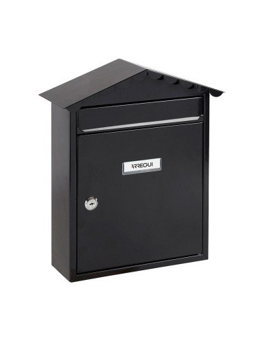 Buzón individual exterior, mediano, visit, acero, negro, 30 x 11 x 36 cm