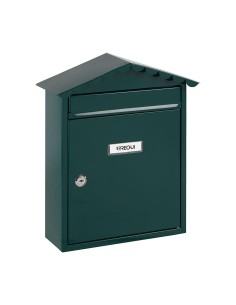 Buzón individual exterior, mediano, visit, acero, verde, 30 x 11 x 36 cm