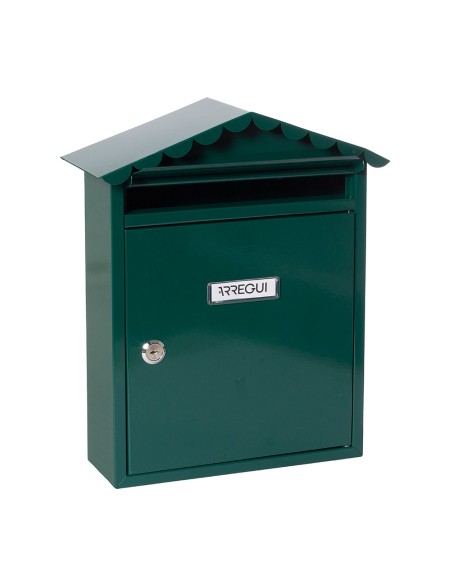 Buzón individual exterior, mediano, visit, acero, verde, 30 x 11 x 36 cm