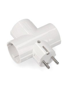 Adaptador triple 2p+t, 16a 250v~ , blanco (retractilado)