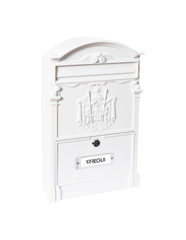 Buzón individual exterior mediano, residencia, aluminio, blanco, 26 x 9 x 42 cm