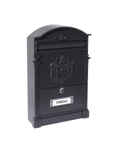 Buzón individual exterior mediano, residencia, aluminio, negro, 26 x 9 x 42 cm