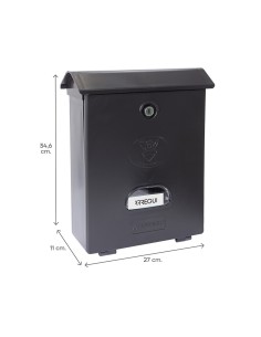 Buzón individual exterior, mediano, classic, poliestireno, negro, 27 x 11 x 34,6 cm 2