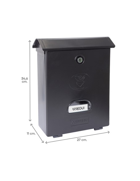 Buzón individual exterior, mediano, classic, poliestireno, negro, 27 x 11 x 34,6 cm