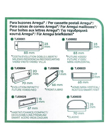 Tarjetero tjo1001 para buzones arregui,...